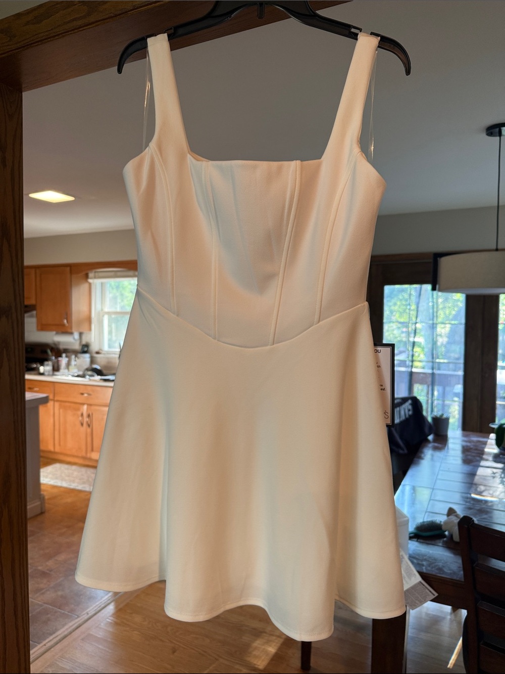 Emerald Sundae Ivory Square-Neck Fit & Flare Wedding Dress